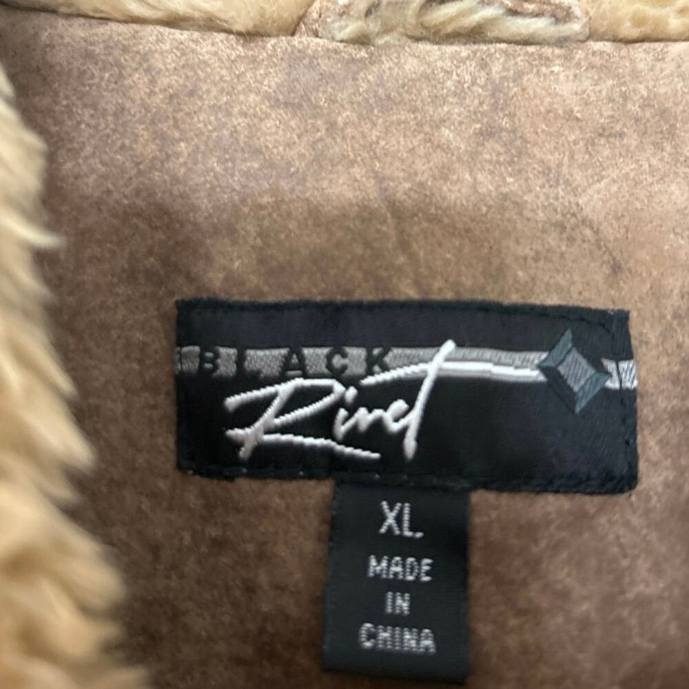 Black Rivet Brown Suede Leather Jacket Quilted Lined Sherpa Western Trucker XL - Picture 14 of 16